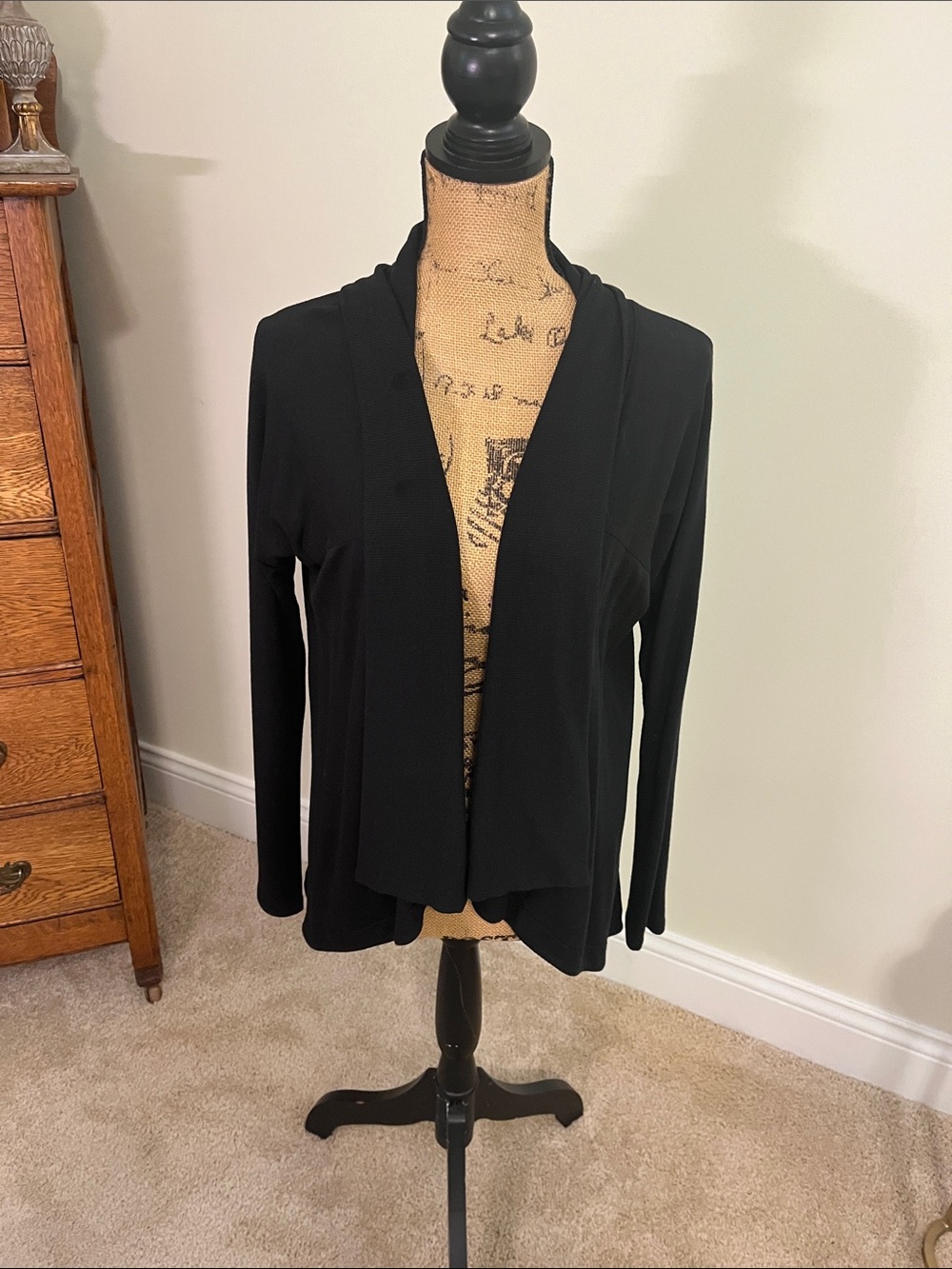 Athleta Black Open-Front Draped Cardigan
